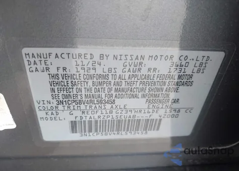 2024 Nissan Kicks S from USA, damaged, VIN 3N1CP5BV4RL593458